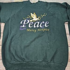 Vintage Fruit Of The Loom Crewneck Sweatshirt XL Peace Mercy Hospice Made In USA
